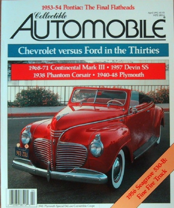 COLLECTIBLE AUTOMOBILE 1992 APR - CHEVY v FORD, DEVIN SS, CORSAIR, PLYMOUTH*